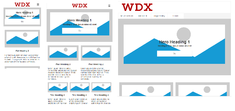 small, medium and large adaptive view screengrabs